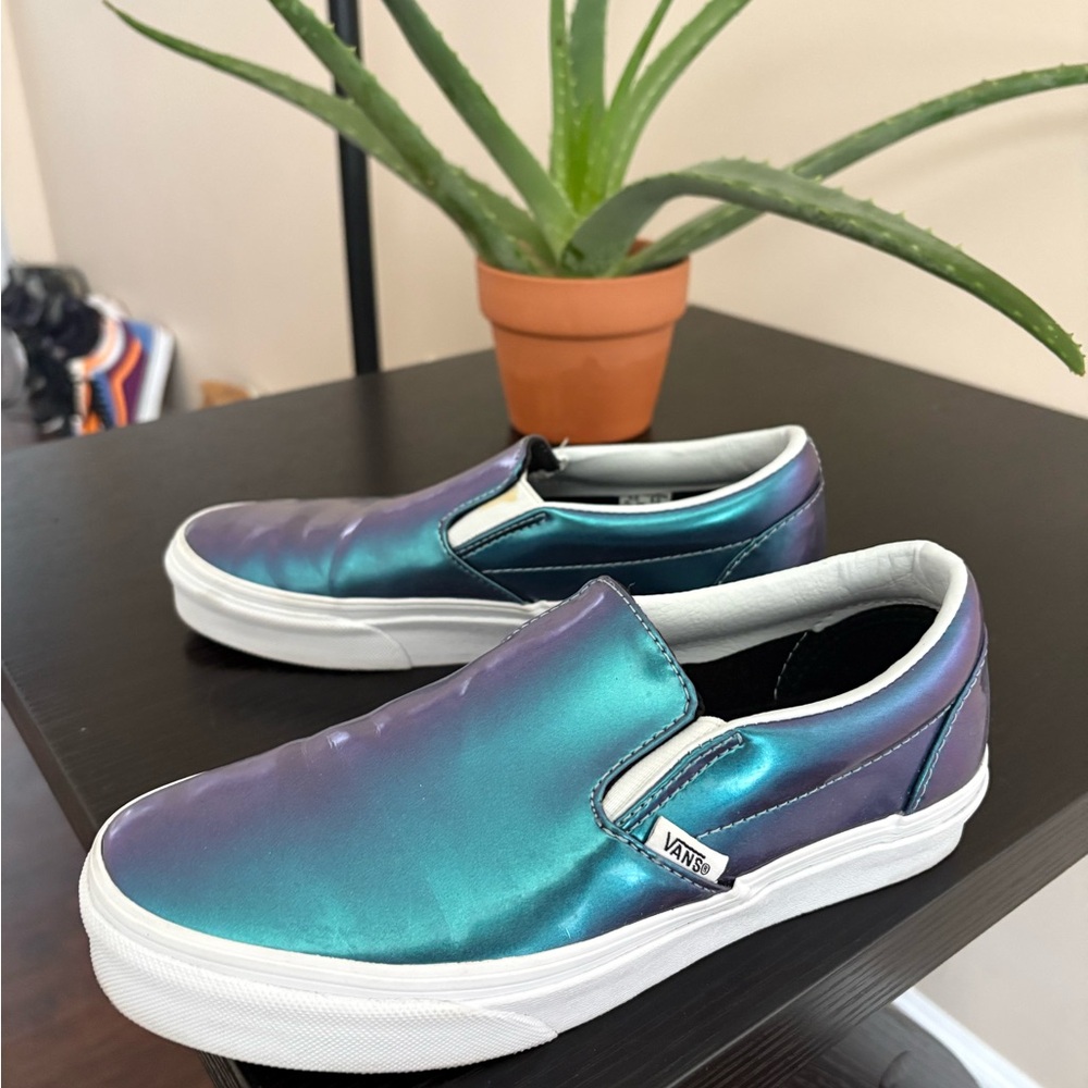 Vans Iridescent Slip-On Shoes - Teal to Purple